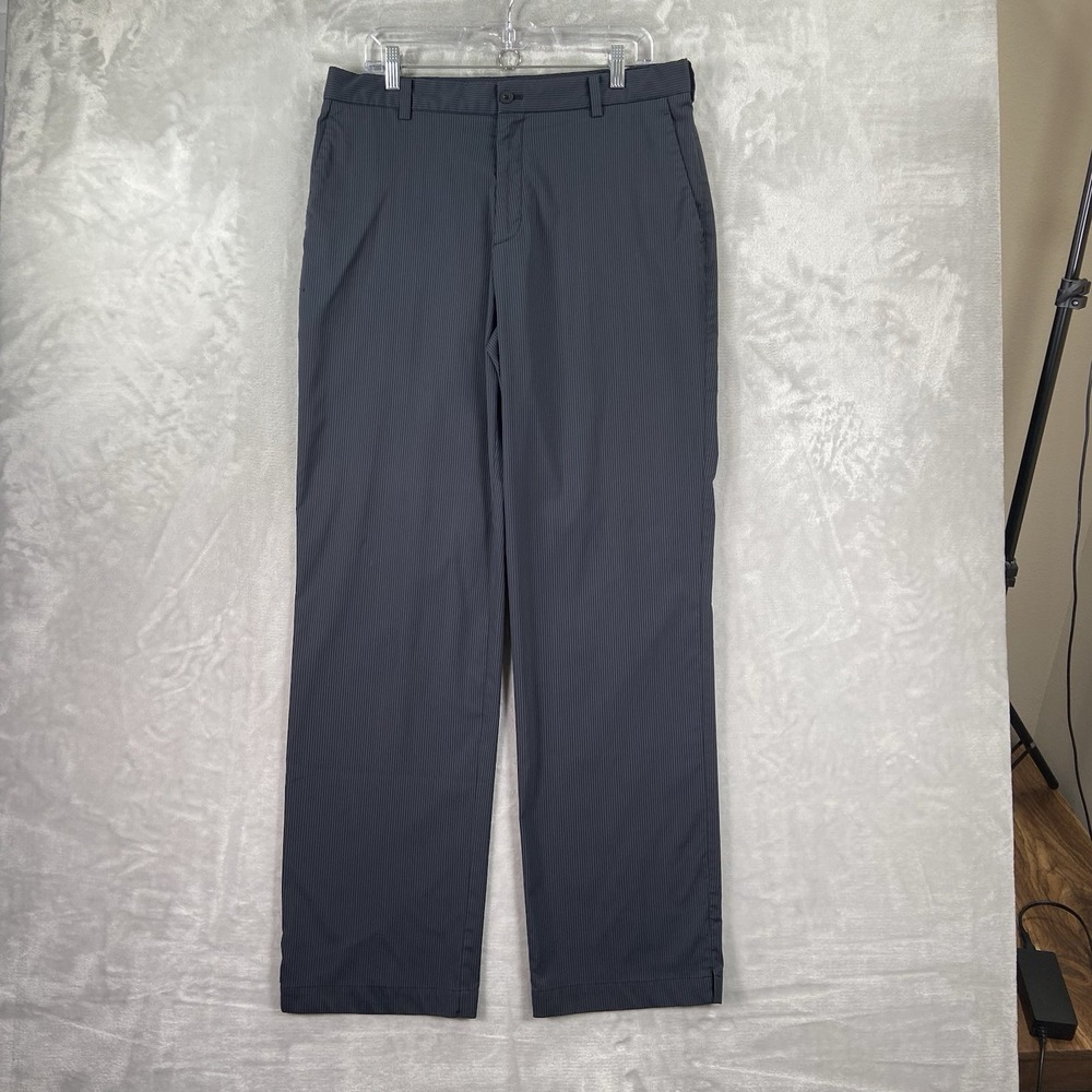 Nike Golf Pants Mens 34x34 Dri-Fit Performance Chino Black Striped Casual Preppy